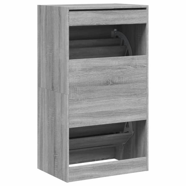 vidaXL Skoskåp med 2 flip-lådor grå sonoma 60x42x108 cm