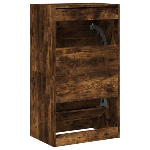 vidaXL Skoskap med 2 vippeskuffer røkt eik 60x42x108 cm