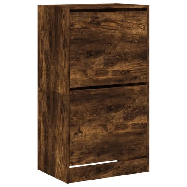 vidaXL Skoskap med 2 vippeskuffer røkt eik 60x42x108 cm