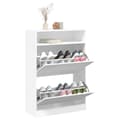 Miniatyrbilde 3 av 11: vidaXL Skoskap med 2 vippeskuffer hvit 80x34x116 cm