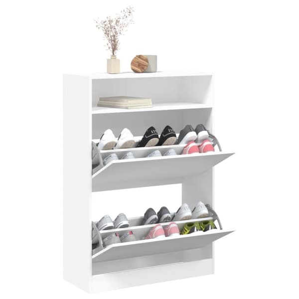 vidaXL Skoskap med 2 vippeskuffer hvit 80x34x116 cm