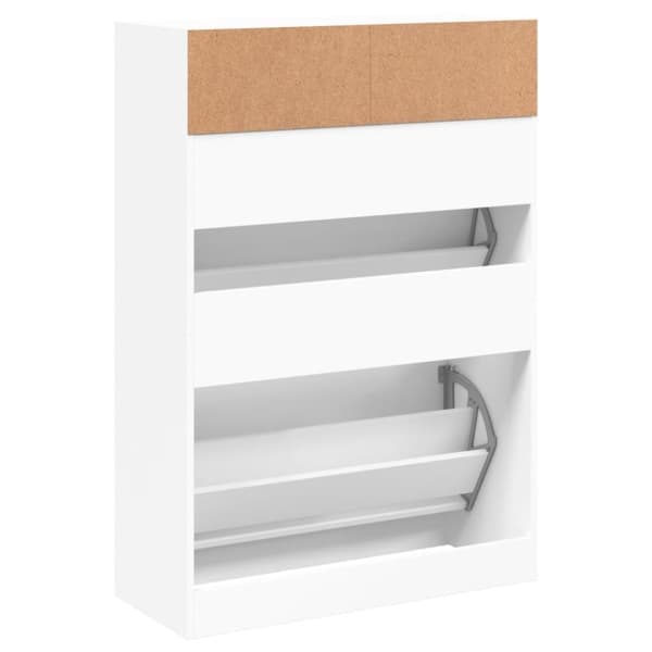 vidaXL Skoskap med 2 vippeskuffer hvit 80x34x116 cm