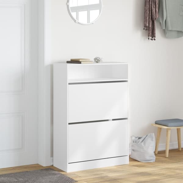vidaXL Skoskap med 2 vippeskuffer hvit 80x34x116 cm