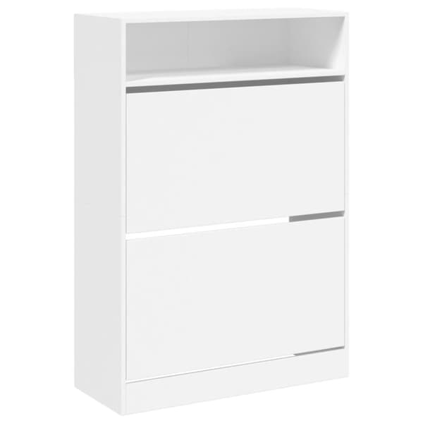 vidaXL Skoskap med 2 vippeskuffer hvit 80x34x116 cm