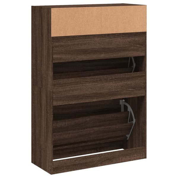 vidaXL skoskab med 2 vippeskuffer 80x34x116 cm brun egetræsfarve