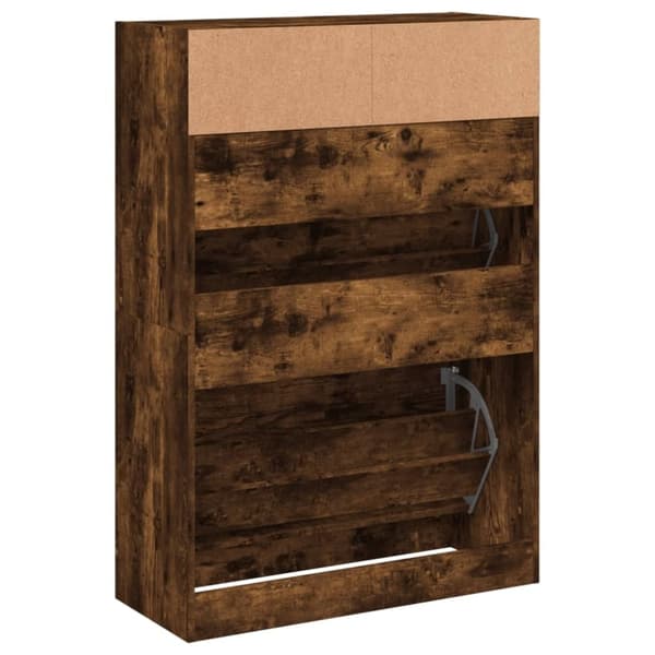 vidaXL Skoskap med 2 vippeskuffer røkt eik 80x34x116 cm