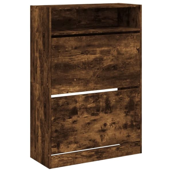 vidaXL Skoskap med 2 vippeskuffer røkt eik 80x34x116 cm