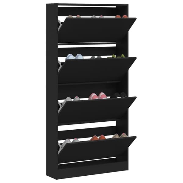 vidaXL Skoskap med 4 vippeskuffer svart 80x21x163,5 cm