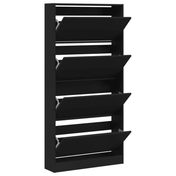 vidaXL Skoskap med 4 vippeskuffer svart 80x21x163,5 cm