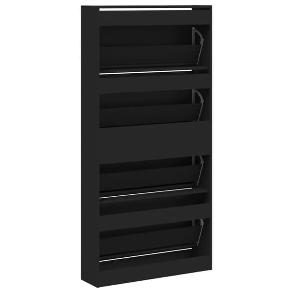 vidaXL Skoskap med 4 vippeskuffer svart 80x21x163,5 cm