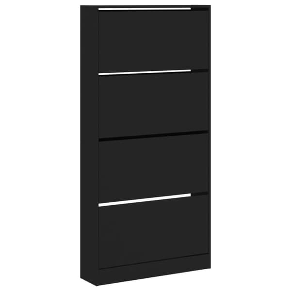 vidaXL Skoskap med 4 vippeskuffer svart 80x21x163,5 cm