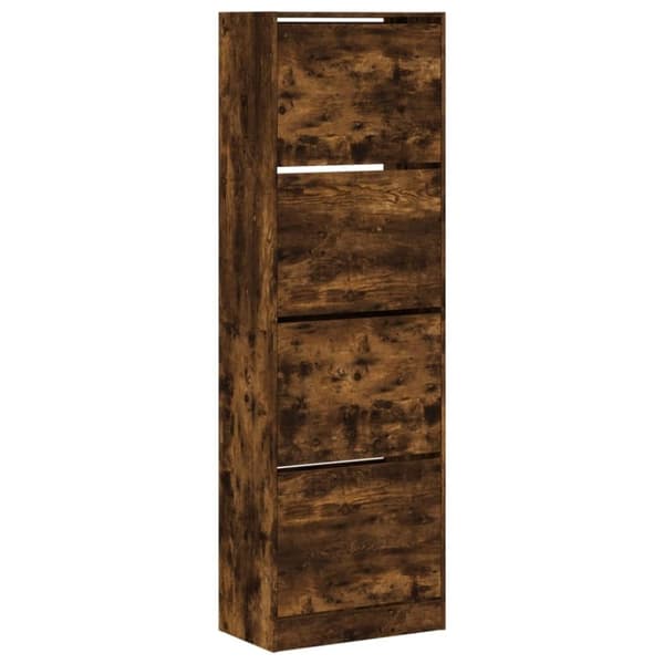 vidaXL Skoskåp med 4 flip-lådor rökfärgad ek 60x34x187,5 cm