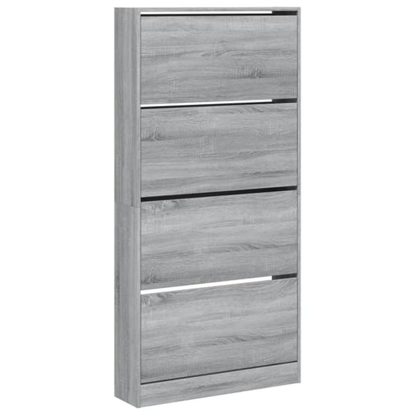 vidaXL Kenkäkaappi 4 kääntölaatikolla harmaa Sonoma 80x21x163,5 cm