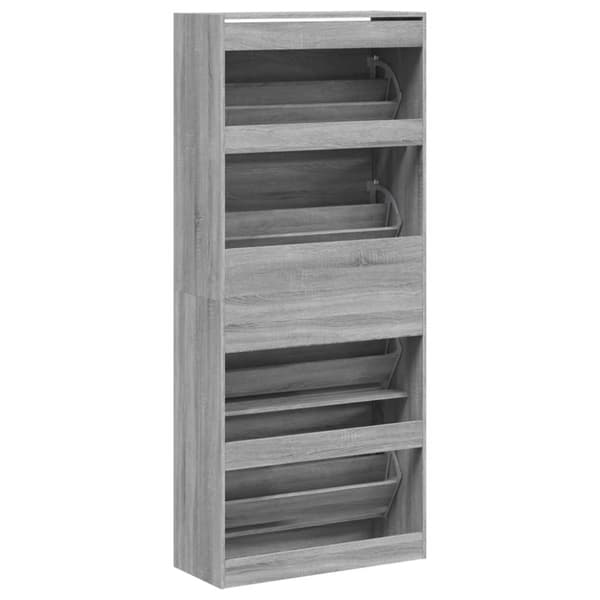 vidaXL skoskab med 4 vippeskuffer 80x34x187,5 cm grå sonoma-eg