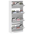 Miniatyrbilde 3 av 11: vidaXL Skoskap med 4 vippeskuffer hvit 80x34x187,5 cm