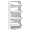 Miniatyrbilde 4 av 11: vidaXL Skoskap med 4 vippeskuffer hvit 80x34x187,5 cm