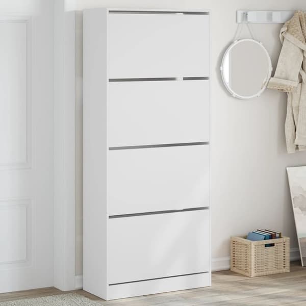 vidaXL skoskab med 4 vippeskuffer 80x34x187,5 cm hvid