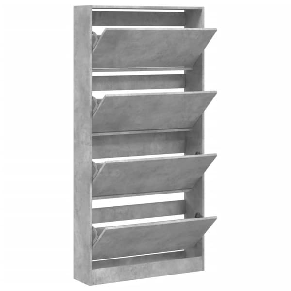 vidaXL Kenkäkaappi 4 kääntölaatikolla betoninharmaa 80x21x163,5 cm