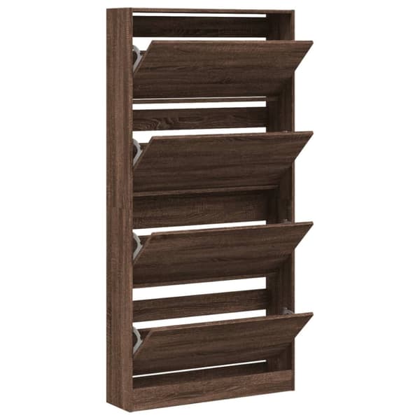 vidaXL Skoskap med 4 vippeskuffer brun eik 80x21x163,5 cm