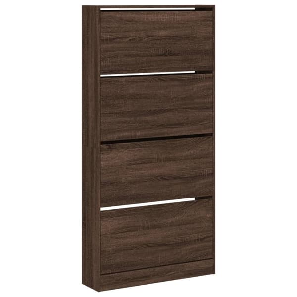 vidaXL Skoskap med 4 vippeskuffer brun eik 80x21x163,5 cm