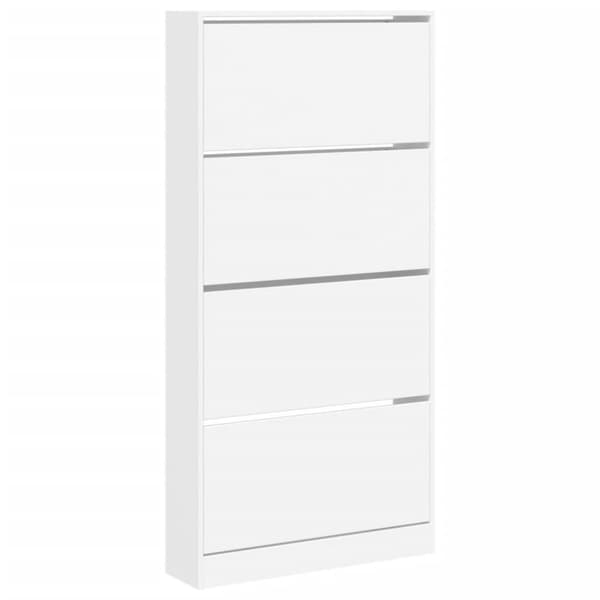 vidaXL Skoskap med 4 vippeskuffer hvit 80x21x163,5 cm