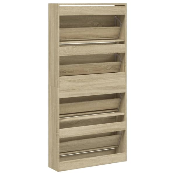 vidaXL skoskab med 4 vippeskuffer 80x21x163,5 cm sonoma-eg