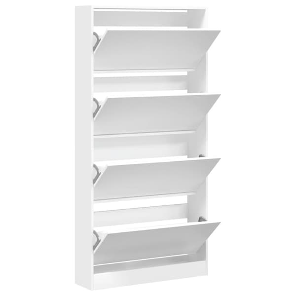 vidaXL skoskab med 4 vippeskuffer 80x21x163,5 cm hvid
