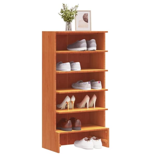 vidaXL Skohylla vaxad brun 52x30x104 cm massiv furu