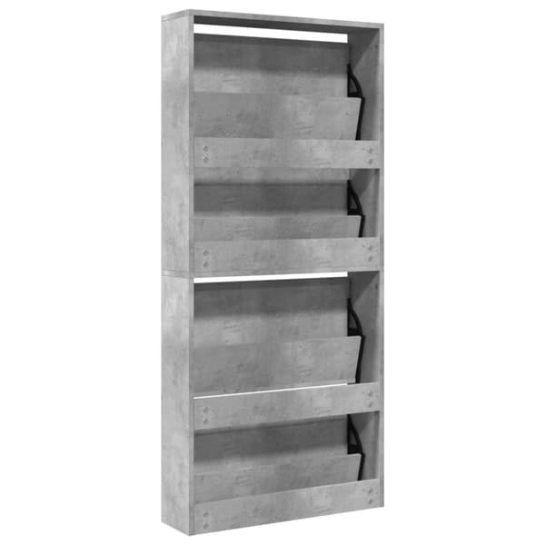 vidaXL skoskab med spejl og 4 hylder 63x17x134 cm betongrå
