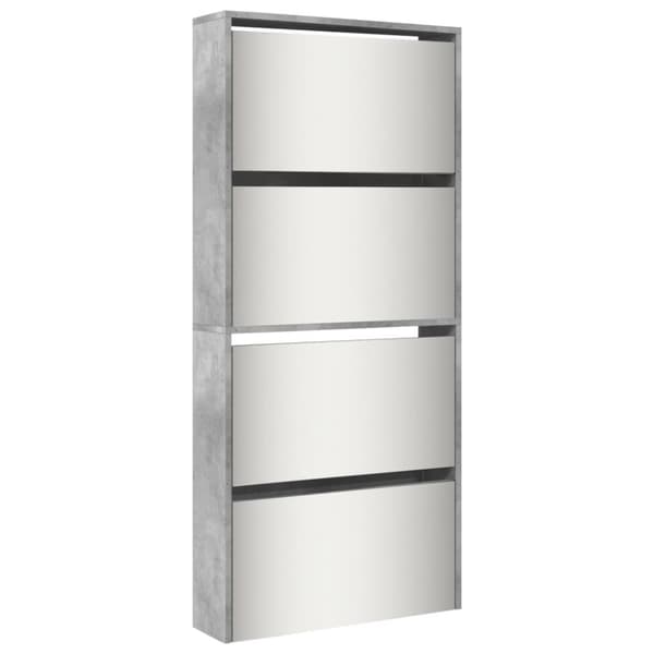 vidaXL Kenkäkaappi peilillä 4 tasoinen betoninharmaa 63x17x134 cm