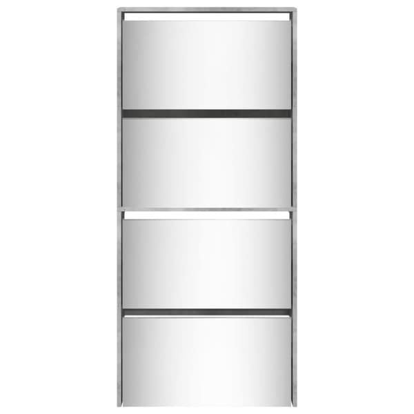vidaXL Skoskap med speil 4 lag betonggrå 63x17x134 cm
