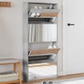 Miniatyrbilde 11 av 11: vidaXL Skoskap med speil 4 lag betonggrå 63x17x134 cm
