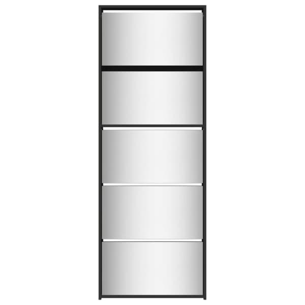vidaXL Skoskap med speil 5 lag svart 63x17x169,5 cm