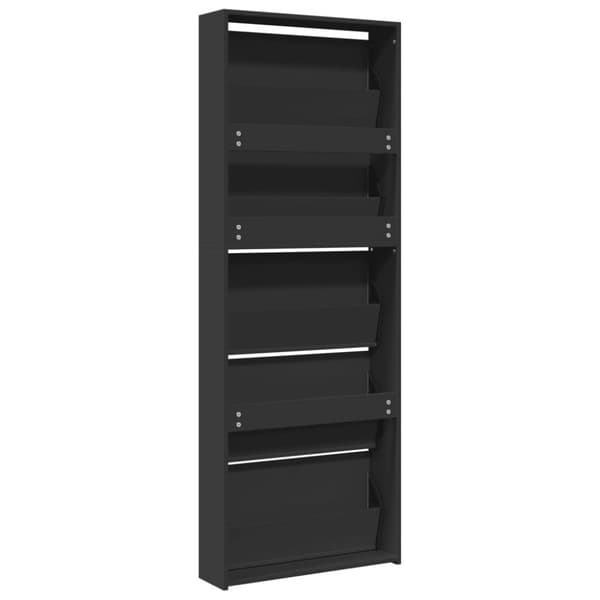 vidaXL Skoskap med speil 5 lag svart 63x17x169,5 cm