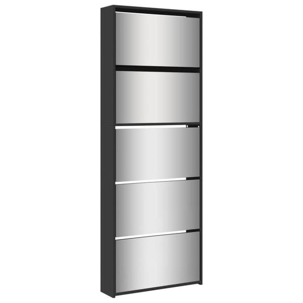 vidaXL Skoskap med speil 5 lag svart 63x17x169,5 cm