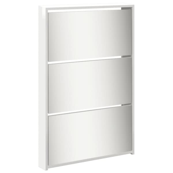 vidaXL skoskab med spejl og 5 hylder 63x17x169,5 cm hvid højglans