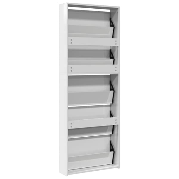 vidaXL skoskab med spejl og 5 hylder 63x17x169,5 cm hvid højglans