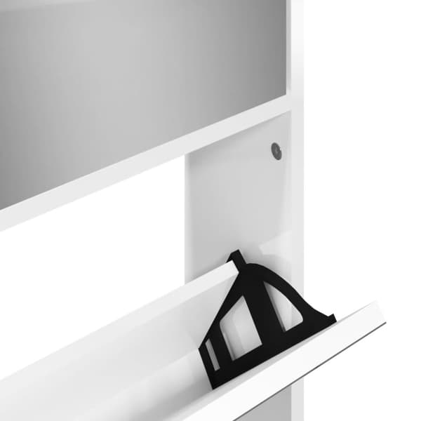 vidaXL Skoskap med speil 4 lag høyglans hvit 63x17x134 cm