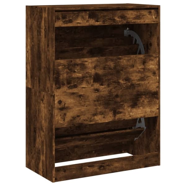 vidaXL Skoskap med 2 vippeskuffer røkt eik 80x42x108 cm