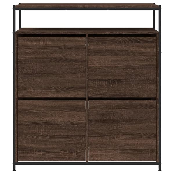 vidaXL Skoskåp med 4 flip-lådor brun ek 100x34x112 cm