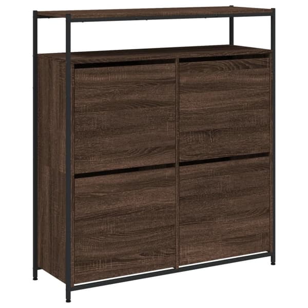 vidaXL Skoskåp med 4 flip-lådor brun ek 100x34x112 cm