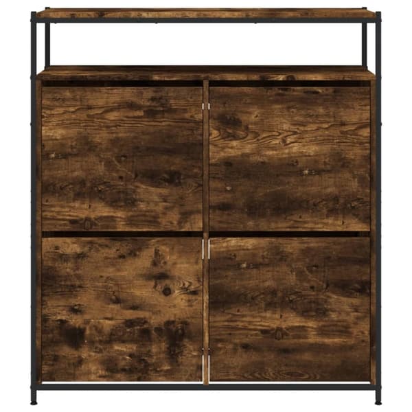 vidaXL Kenkäkaappi 4 kääntölaatikolla savutammi 100x34x112 cm