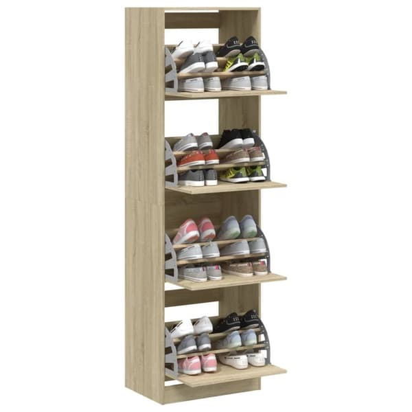 vidaXL Skoskap med 4 vippeskuffer sonoma eik 60x42x204 cm