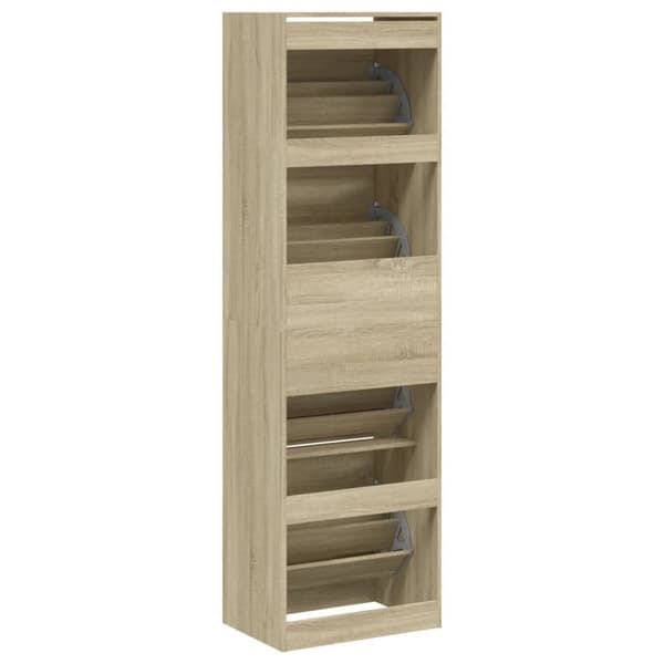 vidaXL Skoskap med 4 vippeskuffer sonoma eik 60x42x204 cm