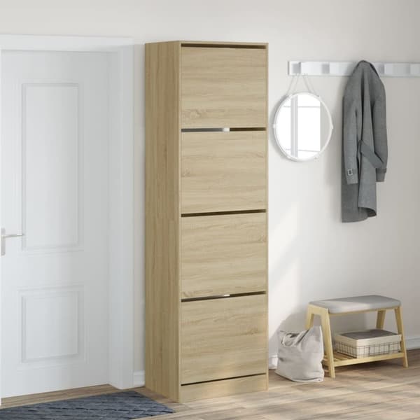 vidaXL Skoskap med 4 vippeskuffer sonoma eik 60x42x204 cm