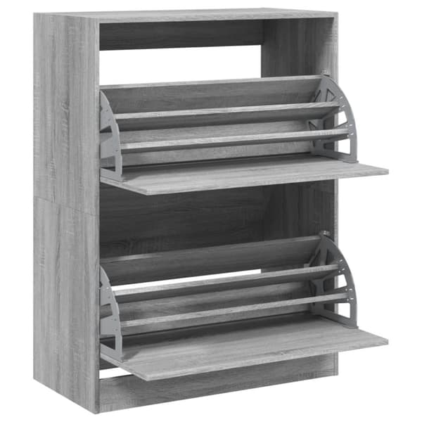 vidaXL skoskab med 2 vippeskuffer 80x42x108 cm grå sonoma-eg