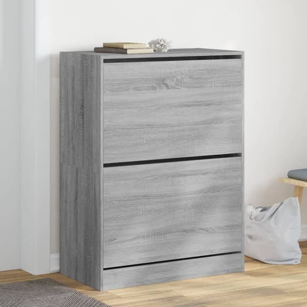 vidaXL skoskab med 2 vippeskuffer 80x42x108 cm grå sonoma-eg