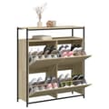 Miniatyrbilde 3 av 11: vidaXL Skoskap med 4 vippeskuffer sonoma eik 100x34x112 cm