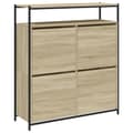 Miniatyrbilde 1 av 11: vidaXL Skoskap med 4 vippeskuffer sonoma eik 100x34x112 cm