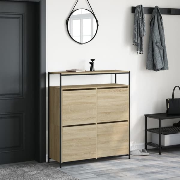 vidaXL skoskab med 4 vippeskuffer 100x34x112 cm sonoma-eg